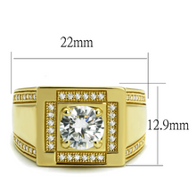 TS552 - 925 Sterling Silver Ring Gold Men AAA Grade CZ Clear