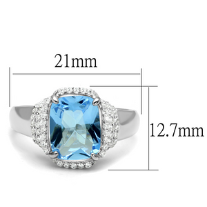 TS562 - 925 Sterling Silver Ring Rhodium Women Synthetic Light Sapphire