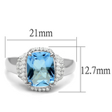 TS562 - 925 Sterling Silver Ring Rhodium Women Synthetic Light Sapphire