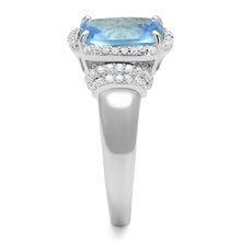 TS562 - 925 Sterling Silver Ring Rhodium Women Synthetic Light Sapphire