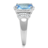 TS562 - 925 Sterling Silver Ring Rhodium Women Synthetic Light Sapphire