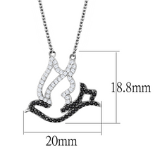 TS563 - 925 Sterling Silver Chain Pendant Rhodium + Ruthenium Women AAA Grade CZ Clear