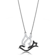 TS563 - 925 Sterling Silver Chain Pendant Rhodium + Ruthenium Women AAA Grade CZ Clear