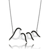 TS564 - Rhodium + Ruthenium 925 Sterling Silver Chain Pendant with AAA Grade CZ  in Clear