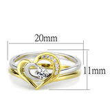TS565 - 925 Sterling Silver Ring Gold+Rhodium Women AAA Grade CZ Clear