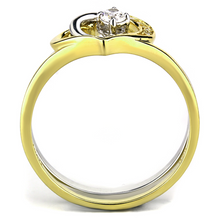 TS565 - 925 Sterling Silver Ring Gold+Rhodium Women AAA Grade CZ Clear