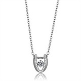 TS572 - Rhodium 925 Sterling Silver Necklace with AAA Grade CZ  in Clear
