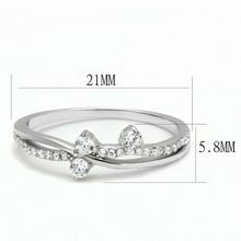 TS581 - 925 Sterling Silver Ring Rhodium Women AAA Grade CZ Clear