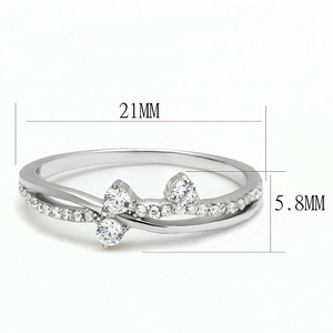 TS581 - 925 Sterling Silver Ring Rhodium Women AAA Grade CZ Clear