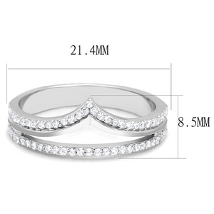 TS582 - 925 Sterling Silver Ring Rhodium Women AAA Grade CZ Clear