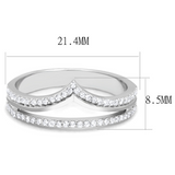 TS582 - 925 Sterling Silver Ring Rhodium Women AAA Grade CZ Clear