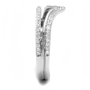 TS582 - 925 Sterling Silver Ring Rhodium Women AAA Grade CZ Clear