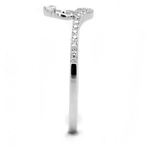 TS583 - 925 Sterling Silver Ring Rhodium Women AAA Grade CZ Clear