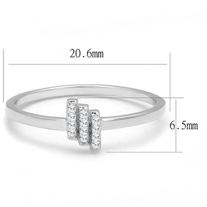 TS584 - 925 Sterling Silver Ring Rhodium Women AAA Grade CZ Clear
