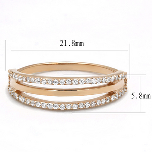 TS587 - 925 Sterling Silver Ring Rose Gold Women AAA Grade CZ Clear