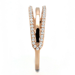 TS587 - 925 Sterling Silver Ring Rose Gold Women AAA Grade CZ Clear