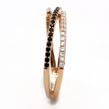 TS590 - 925 Sterling Silver Ring Rose Gold Women Synthetic Jet