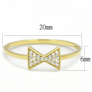 TS593 - 925 Sterling Silver Ring Gold Women AAA Grade CZ Clear