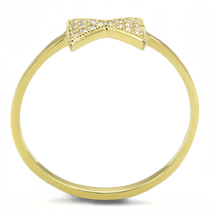 TS593 - 925 Sterling Silver Ring Gold Women AAA Grade CZ Clear