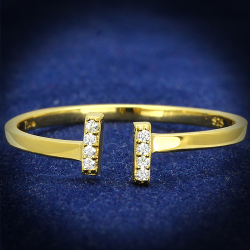 TS595 - 925 Sterling Silver Ring Gold Women AAA Grade CZ Clear