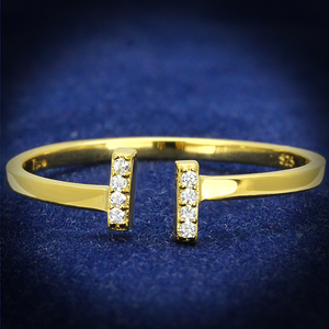 TS595 - 925 Sterling Silver Ring Gold Women AAA Grade CZ Clear