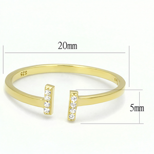 TS595 - 925 Sterling Silver Ring Gold Women AAA Grade CZ Clear