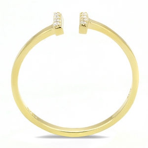 TS595 - 925 Sterling Silver Ring Gold Women AAA Grade CZ Clear