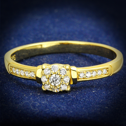 TS597 - 925 Sterling Silver Ring Gold Women AAA Grade CZ Clear