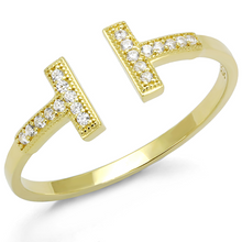 TS598 - 925 Sterling Silver Ring Gold Women AAA Grade CZ Clear