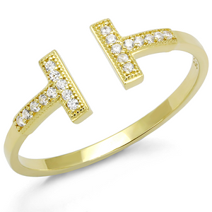 TS598 - 925 Sterling Silver Ring Gold Women AAA Grade CZ Clear