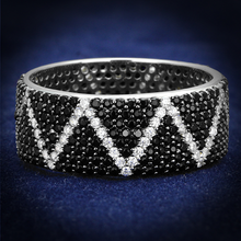 TS600 - 925 Sterling Silver Ring Rhodium + Ruthenium Women Synthetic Multi Color