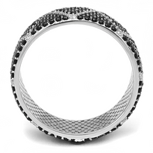 TS600 - 925 Sterling Silver Ring Rhodium + Ruthenium Women Synthetic Multi Color