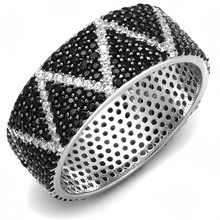 TS600 - 925 Sterling Silver Ring Rhodium + Ruthenium Women Synthetic Multi Color