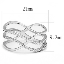 TS602 - 925 Sterling Silver Ring Rhodium Women AAA Grade CZ Clear