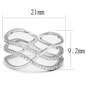 TS602 - 925 Sterling Silver Ring Rhodium Women AAA Grade CZ Clear
