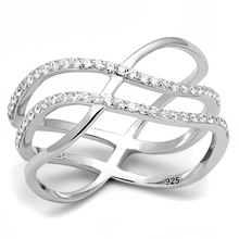 TS602 - 925 Sterling Silver Ring Rhodium Women AAA Grade CZ Clear