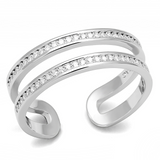 TS605 - 925 Sterling Silver Ring Rhodium Women AAA Grade CZ Clear
