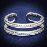 TS605 - 925 Sterling Silver Ring Rhodium Women AAA Grade CZ Clear