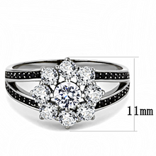 TS611 - 925 Sterling Silver Ring Ruthenium Women AAA Grade CZ Clear
