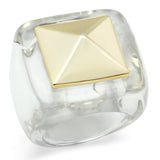 VL015 - Gold Brass Ring with Synthetic Synthetic Stone in Clear