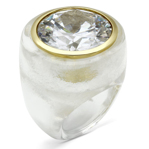 VL018 - Brass Ring Gold Women AAA Grade CZ Clear