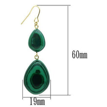 VL019 - Brass Earrings Gold Women Synthetic Emerald