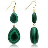 VL019 - Brass Earrings Gold Women Synthetic Emerald