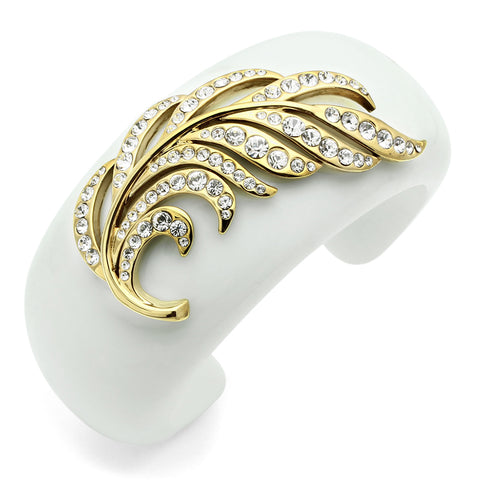 VL028 - Brass Bangle IP Gold(Ion Plating) Women Synthetic White
