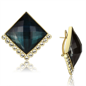 VL064 - Brass Earrings IP Gold(Ion Plating) Women Synthetic Tanzanite