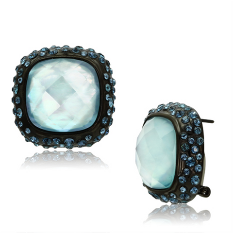 VL065 - Brass Earrings IP Black(Ion Plating) Women Synthetic Sea Blue