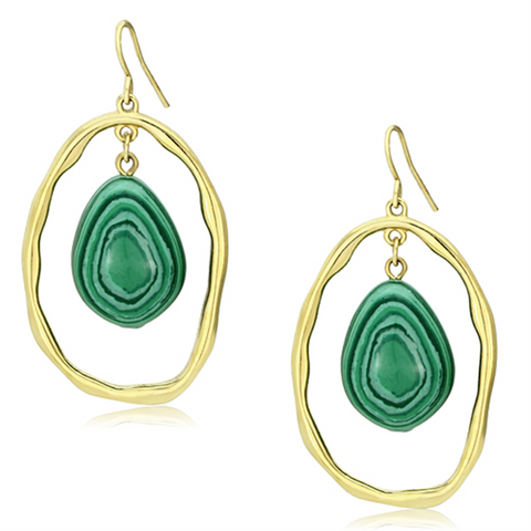 VL072 - Brass Earrings IP Gold(Ion Plating) Women Synthetic Turquoise