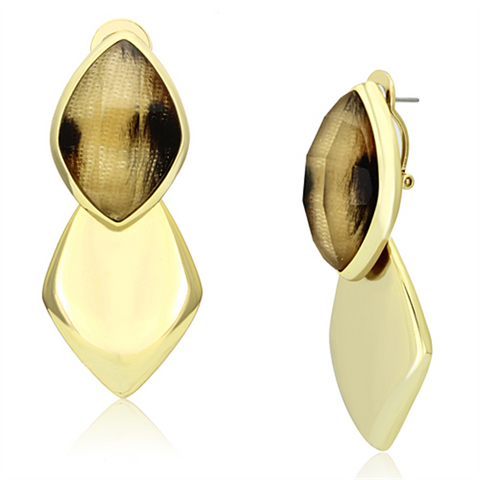 VL073 - Brass Earrings IP Gold(Ion Plating) Women Synthetic Animal pattern