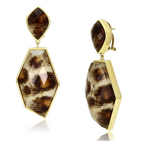 VL074 - Brass Earrings IP Gold(Ion Plating) Women Synthetic Animal pattern