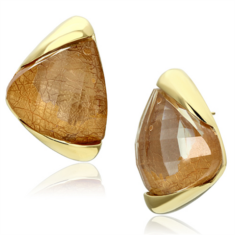 VL076 - Brass Earrings IP Gold(Ion Plating) Women Synthetic Orange